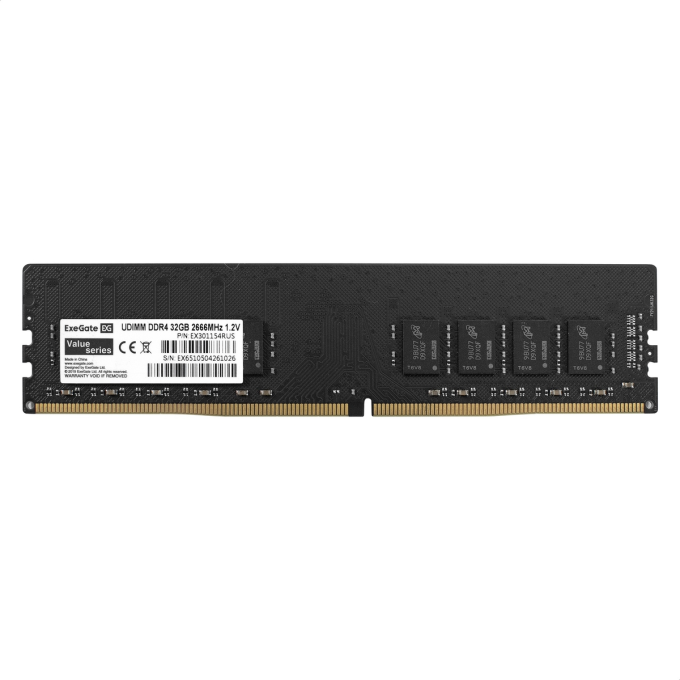 Модуль памяти EXEGATE VALUE DIMM DDR4 32GB <PC4-21300> 2666MHz EX301154RUS